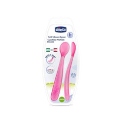 Chicco Cuchara Silicona Rosa 2 Uds.